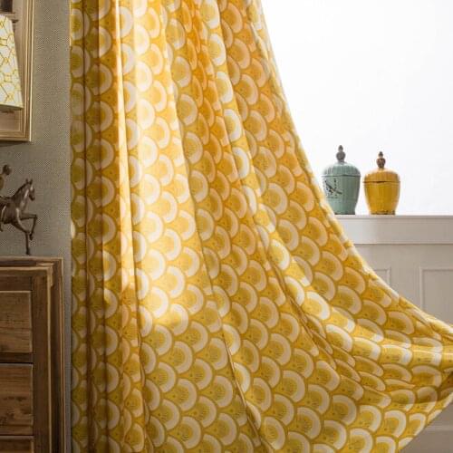 Girls Yellow Curtains Modern for Living Room Bedroom Minimalist European Boys Green Curtains Polyester Cotton Printed Custom