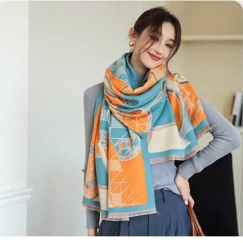 KOI LEAPING European and American style ladies fashion popular horse pattern printing cashmere shawl warm scarf best gift