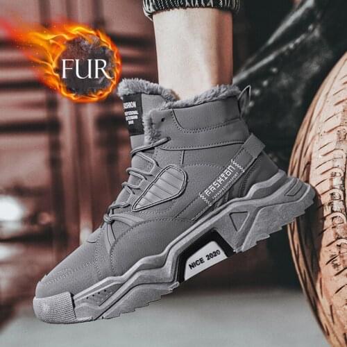 Snow Boots Men 2020 Winter Shoes Thick Plush Fur Warm Ankle Boots Outdoor Non-slip Working Shoes Fashion Male Footwear Sneakers