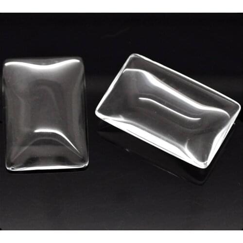 10Pcs Clear Rectangle Glass Dome Seals Cabochons Fashion Jewelry Crafts 4.6x3.1cm(1-3/4"x1-1/4")