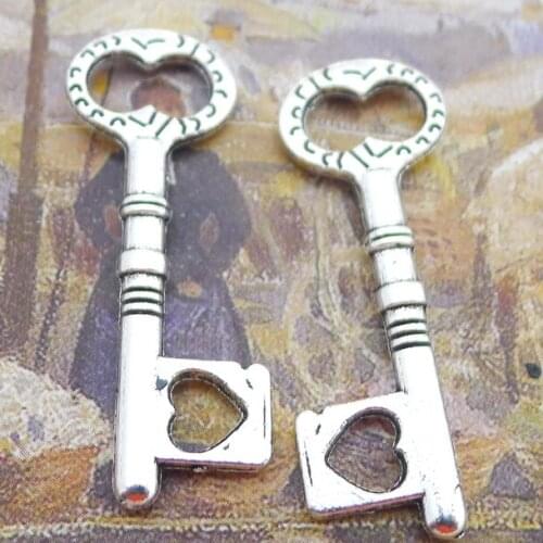 Newest 12Pieces 12*34mm Mixed Alloy Antique Silver Color Heart Lock Charms Special Pendant Accessory For DIY Jewelry Making