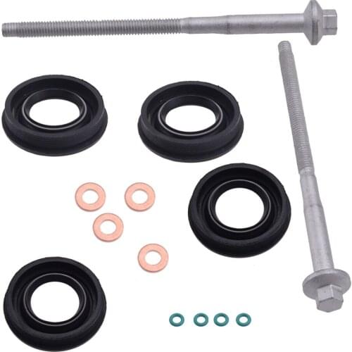 14Pcs Diesel Fuel Injector Seal Washer O-Ring Kit Clamp Bolts Fit For Ford Transit MK7 2.2 TDCi 1795871 6C1Q6K780AB 6C1Q9M577AB