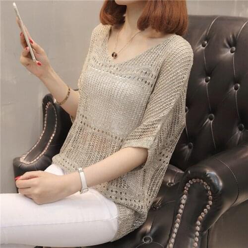 2019 Direct Selling Real Jumper Sweater Women In Spring And Summer Ice Unlined Upper Garment To Loose The Bat Sleeve Render Net