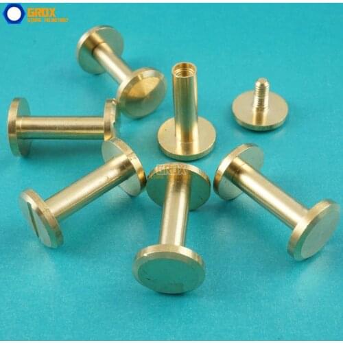 50 Set 10*14mm Solid Brass Rivet Chicago Screw for Leather Craft Belt Wallet / Flat