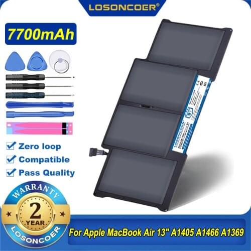 7.3V Laptop Battery 7700mAh For Apple MacBook Air 13" A1405 A1466 A1377 A1369 Late 2010 Mid 2011 2012 2013 Early 2014 2015 50Wh