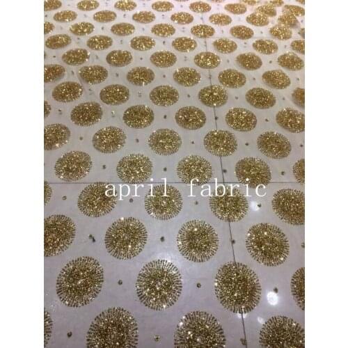 Ap21 5yards gold dobby firework glued glitter net tulle mesh lace for sawing/wedding designer/occasion