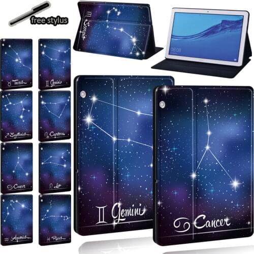 For Huawei MediaPad M5 Lite 10.1/M5 10.8/MediaPad T5 10 10.1/T3 8.0/T3 10 9.6 Inch Tablet Case Leather Cover Case + Stylus