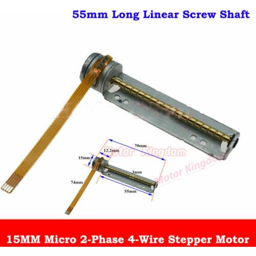 DC 5V 6V 2-Phase 4-Wire Micro 15mm Stepper Motor Mini Precision Linear Screw Stepping Motor 55mm Long Shaft Rod