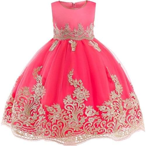 2021 Summer Girl Party Dress Vestido Embroidery Princess Dress Kids Dresses For Girls Clothes Children Wedding Dress 3-10 Years