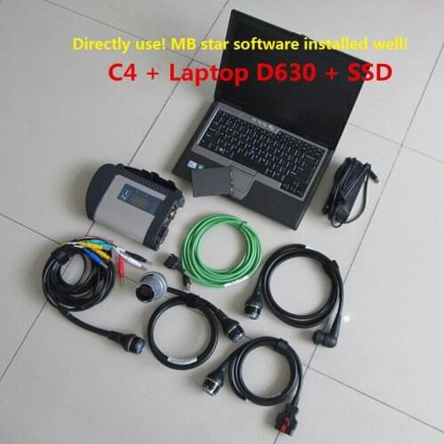 MB Star C4 diagnosis MB Sd Connect compact 4 Diagnostic Tool + software hdd ssd v2020.06 in dell used laptop D630 ready to use