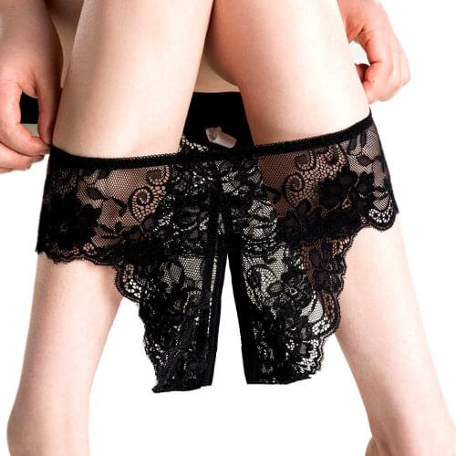 Women Sexy Opening Crotch Panties Lace Open Open Spandex Crotchless Thongs for Sex Plus Size Female Underpants Sex Briefs Tangas