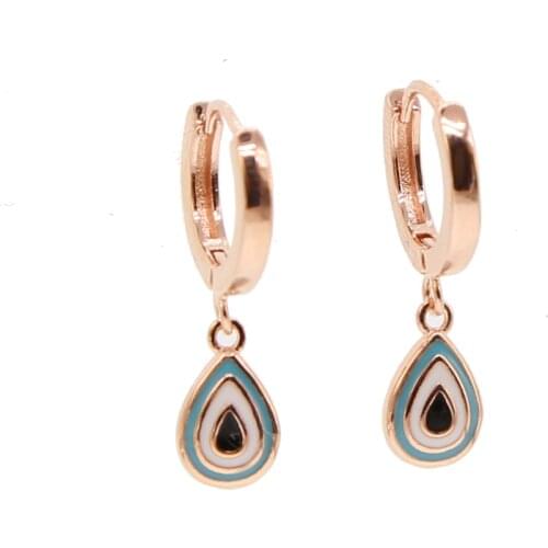 Enamel evil eye drop charm dangle earring gold rose silver color bohemia jewelry