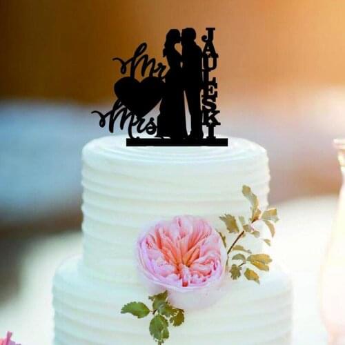 Customized Mr And Mrs Wedding Cake Topper /Personlized Bride And Groom Topper/Initials with heart cake topper Party Decorations