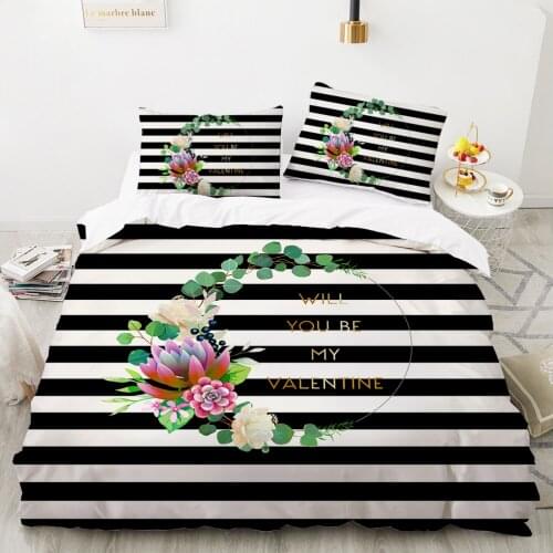 Bedding set King Queen Euro Duvet cover set pillow case Bed linens Quilt cover euro 220x240 240x260 Nordic simple Black stripe