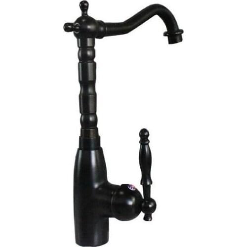 Kitchen Wet Bar Bathroom Vessel Sink Faucet Black Oil Rubbed Bronze One Handle Swivel Spout Mixer Tap Single Hole msf071