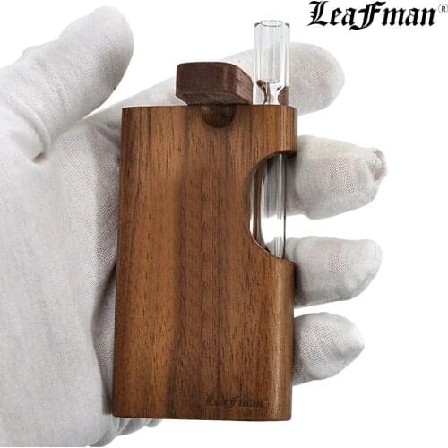 LEAFMAN Natural Wood Dugout Stash Case Box With Clear Glass One Hitter Pipe Bat Portable Wooden Tobacco Dugout Case Accessoires