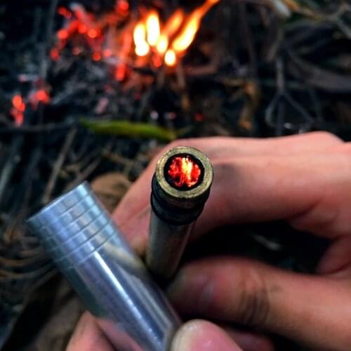 Copper EDC Tool Outdoor Survival Camping Piston Fire Lighter, Portable Air Compression Fire Lighter Set Emergency Supplies