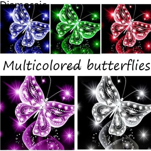 Diamosaic 5D DIY Rhinestones Diamond Painting Round Square Drill Picture Butterfly Paint By Numbers Cross-stitch Kits Embroidery