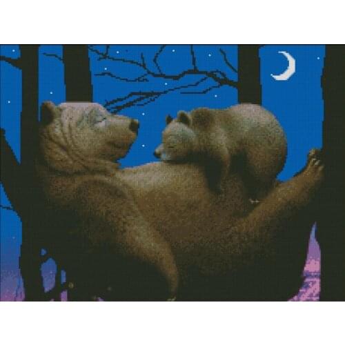 Sleeping Bear Animal Cross Stitch Kits Counted Needlework Embroidery Crafts 14ct Unprinted DIY Arts Handmade Home Decor