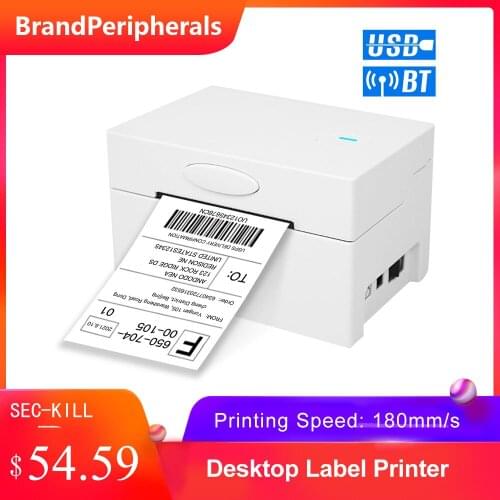Desktop Thermal Label Printer Portable 3 Inch Barcode Receipt Printer USB&BT Compatible with Windows Android IOS180mm/s Speed