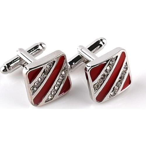 New Fashion Two-color Square Simple Cufflinks Mens Red/Black Enamel Luxury Business Cuff Links Button Classic Shirt Cufflink Hot