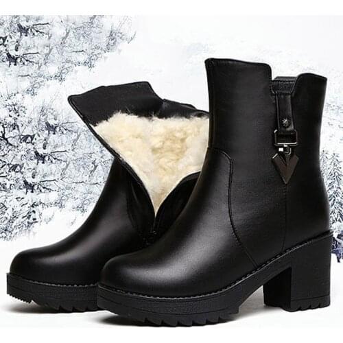 New Women Boots Winter Warm Snow Boots Women Slope Heel Ankle Boots for Female Winter Shoes Botas Mujer Plush Zapatos De Mujer