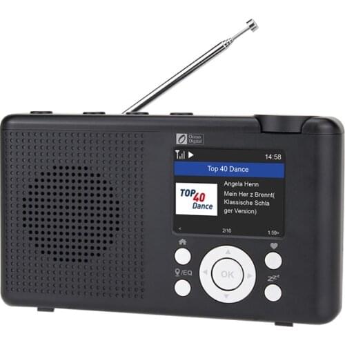 Ocean Digital WR-23D Portable Internet Radio 2.4” Color LCD Rechargeable Battery Wi-Fi Bluetooth UPnP & DLNA Player Alarm Clock