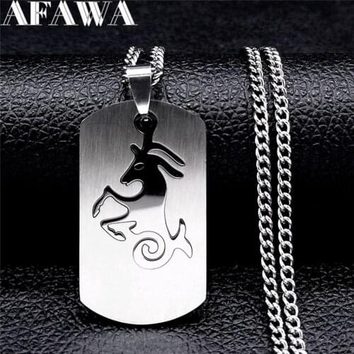 2021 CAPRICORN Astrology Stainless Steel Pendant Necklace Silver Color Geometry Necklace Jewelry collana acciaio uomo NXS01