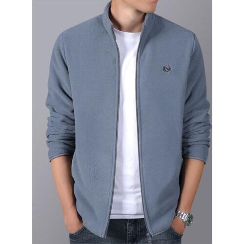 Casual Standing Collar Polar Fleece Jacket Coat Mens Sports Cardigan Autumn And Winter Hoodie Men Free Shipping