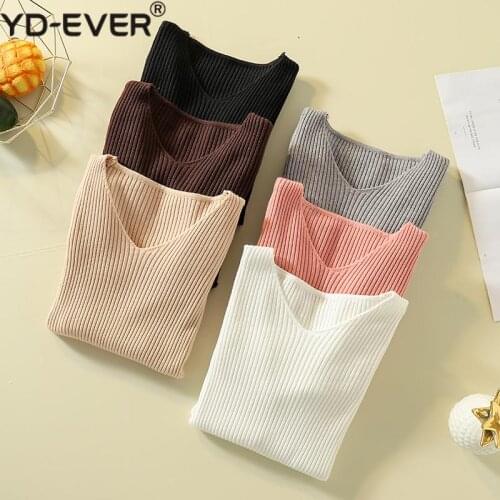 2020 Pullover Knit Sweater Women Winter Clothes Women Jumper V Neck Soft Rib Knitted Winter Tops Knitwear Pull Femme Sweate