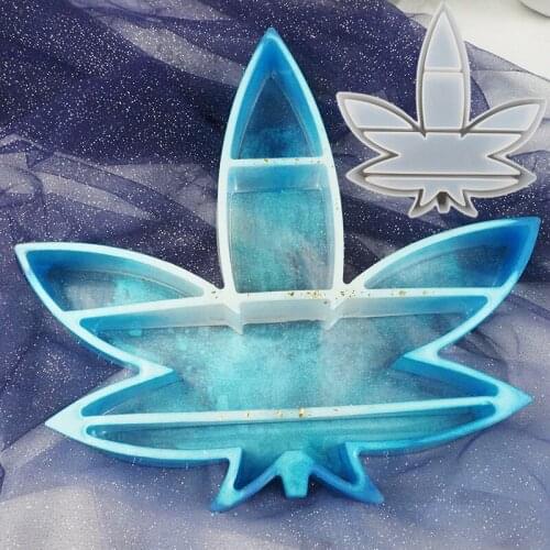 DIY Crystal Epoxy Resin Mold Large Maple Leaf Storage Box Decoration Hemp Leaf Jewelry Box Jewelry Cosmetic Box Silicone Mold