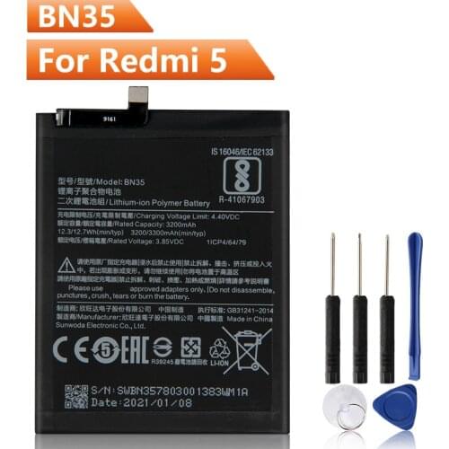 Xiao Mi Original Replacement Phone Battery BN35 For Xiaomi Red mi 5 5.7 Redrice 5 BN35 Authentic Rechargeable Battery 3300mAh