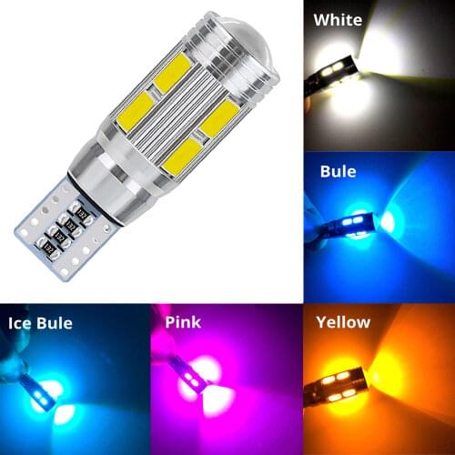 T10 White Blue Canbus W5W 194 10Led Wedge Turn Signal License Plate Lamp Reading Light Reverse Led Turn Light Side Parking Light