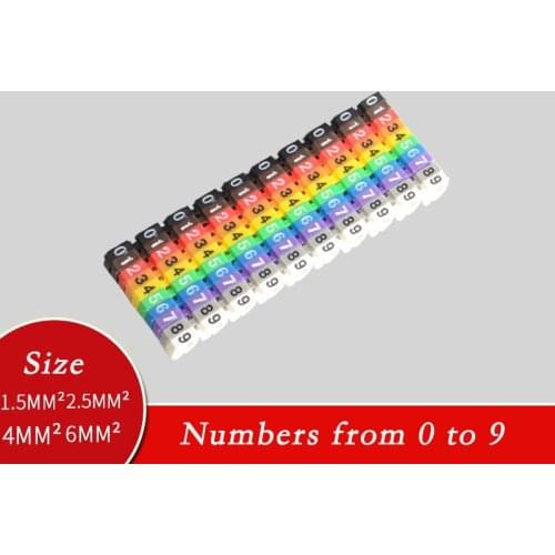 Boxed digital number tube 0 ~ 9 color snap type line number pipeline 1.52.5mm² 4 6mm² line number label network cable label tube