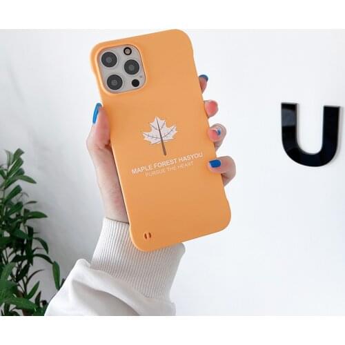 Ultra-thin Cute Maple Leaf Hard Matte PC Phone Case For iPhone 12 11 Pro SE XS Max XR X 8 7 6 Plus Luxury Rimless Frosted Cover