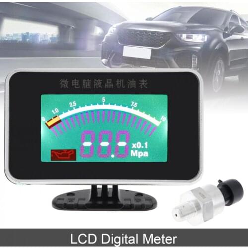 Universal 12V Car LCD Digital 1/8 NPT Fuel Gauge Auto Replacement Parts Support Compressed Air / Oil for Car / Motorcycle