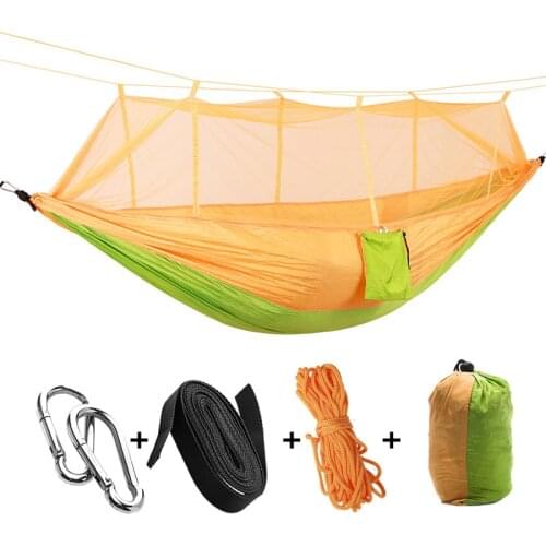 High Quality Outdoor Camping Hammock with Mosquito Net High Strength Parachute Fabric Hanging Bed Hunting Sleeping Swing