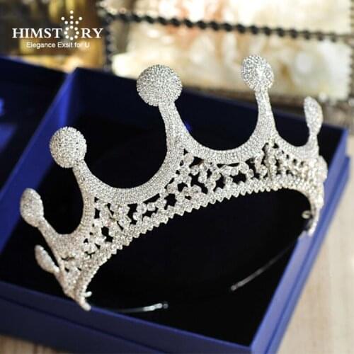 Himstory Big Size Sparking Wedding Tiaras Crowns Headbands Pageant Crystal Women Headband Jewelry Bridal Hair Accessories