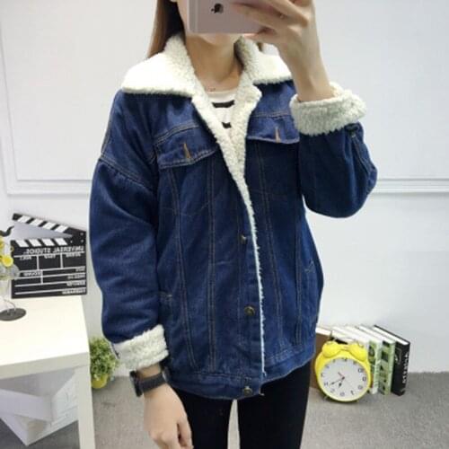 Denim jacket with fur for women autumn winter fashion 2018 warm jeans jacket fur female ladies faux fur coat T FF1301