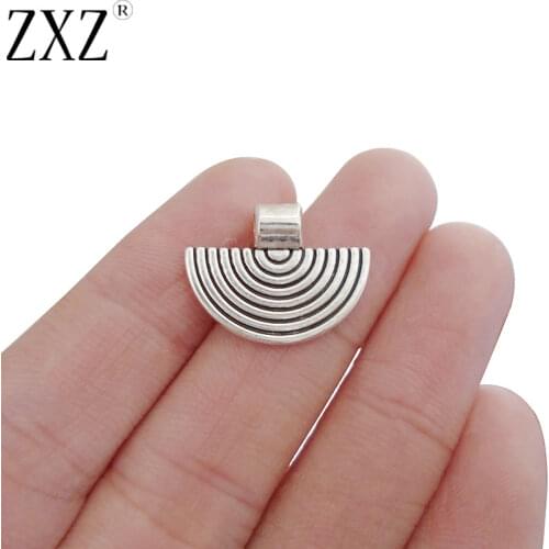 ZXZ 20pcs Half a Round Semicircle Charm Pendant Beads Double Sided For Bracelet Necklace Jewelry Making Findings