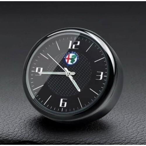 1PCS Car Logo Dashboard Decoration Clock Air Vent Quartz Watch For Alfa Romeo 159 Mito Stelvio Brera Spider Giulietta Giulia