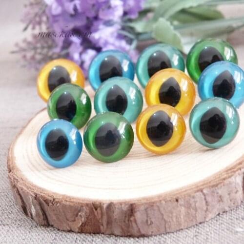 100pcs/lot 14mm/16mm/18mm plastic safety toy cat eyes & white hard washer for diy doll findings-green/yellow/blue/lake blue