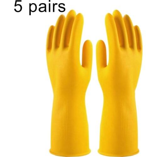 40%HOT5 Pairs Long Sleeve Anti-skid Waterproof Household Dishwashing Latex Gloves