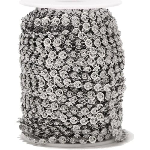 5MM width flower charm Jewelry Chains Stainless Steel Filled round pendant Link Chains for Necklace Bracelet Jewelry Makings