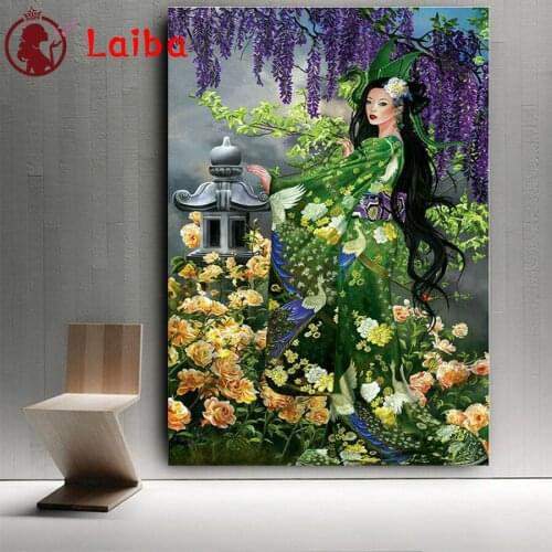 5D Diy diamond Painting Japanese garden woman full square round drill Needlework embroidery Mosaic decor Cross Stitch landscape