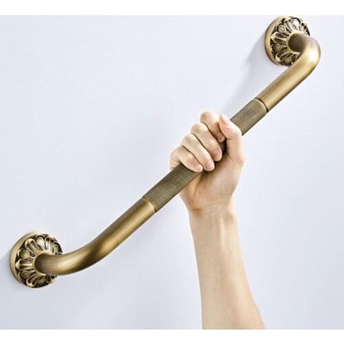 Antique Grab Bar Wall Mount Brass Vintage Bathroom Tub Toilet Handrail Strong Shower Safety Support Handle Bathroom Towel Rack