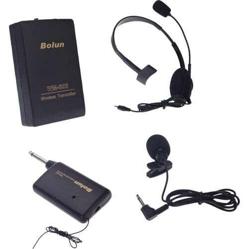 Wireless Microphone System Cordless Clip-on Lapel Tie Transmitter Set