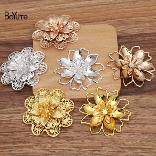 BoYuTe (20 Pieces/Lot) 56MM Multi-Layer Metal Iron Flower Base Materials Factory Supply DIY Handmade Jewelry Accessories