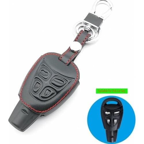 Genuine Leather Car Key Case Car Styling 4 Buttons Key Fob Shell Cover For SAAB 9 4-3 93 2003 -2009 Car Key Bag Keychain