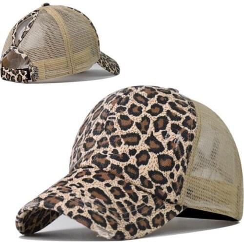 Doitbest Women Ponytail Baseball Cap Womens Snapback Summer Mesh Hat Female Leopard Hip Hop Hats Casual Adjustable Outdoor Bone